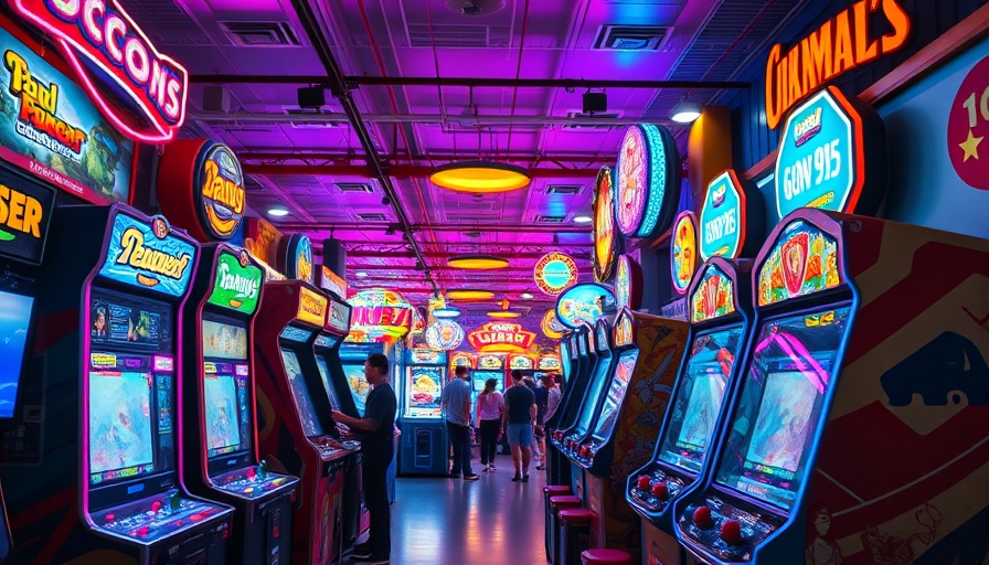 Orlando Mystery Fun House vibrant arcade with games and neon lights.