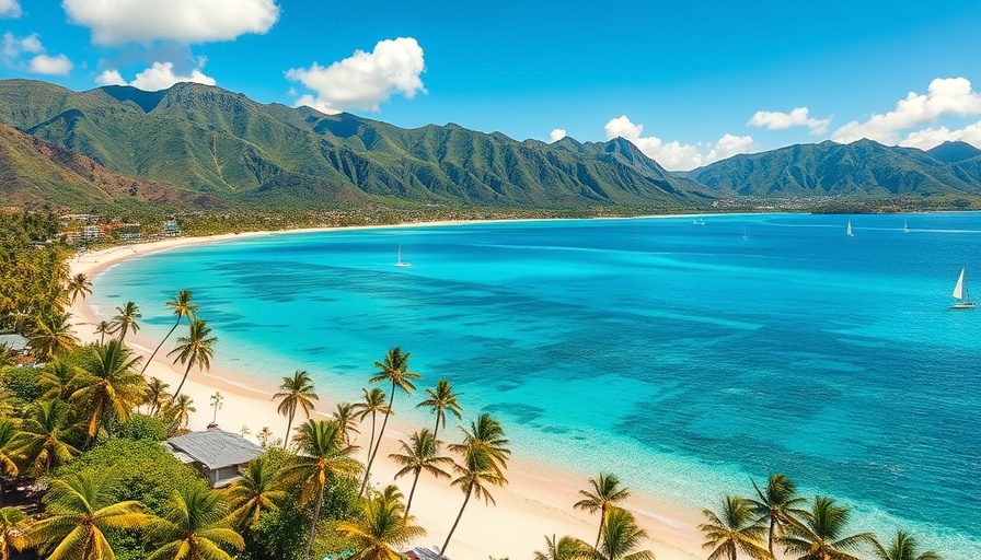 4K Aerial Footage of tropical Oahu beach and mountains.