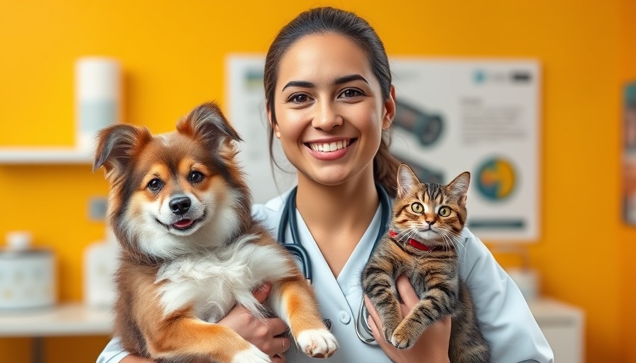Veterinarian discussing health and wellness with pets, engaging studio setup.