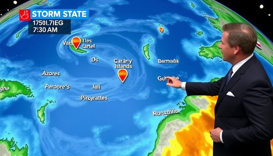 Invest 90-L tracking map with meteorologist presentation.