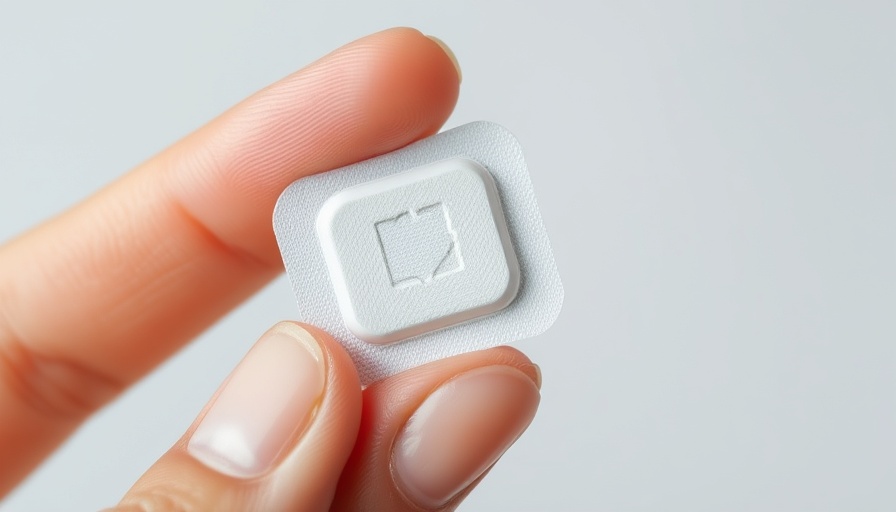 Hormone therapy patch for menopause in hand, close-up view.