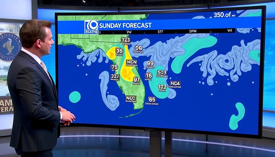 Florida weather forecast showing early day showers with map.