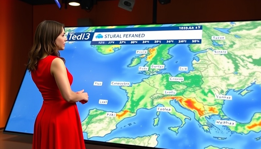 Weather presenter with map discussing scattered storms in South Florida.