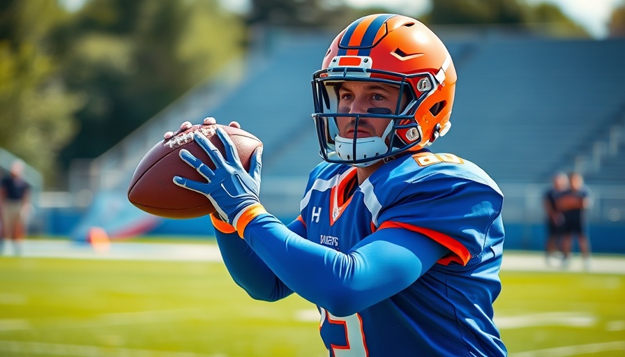 College football player preparing to throw in Florida, 2025.