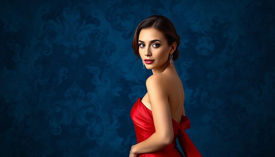 Elegant woman in red gown posing confidently, linked to Cardi B assault allegations.