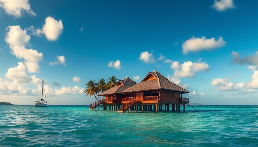 Scenic views of overwater villa and sailboat in Zanzibar.