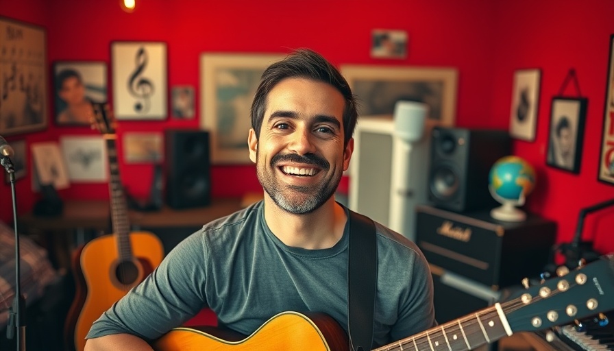 RV travel enthusiast streaming live in a music-filled room.