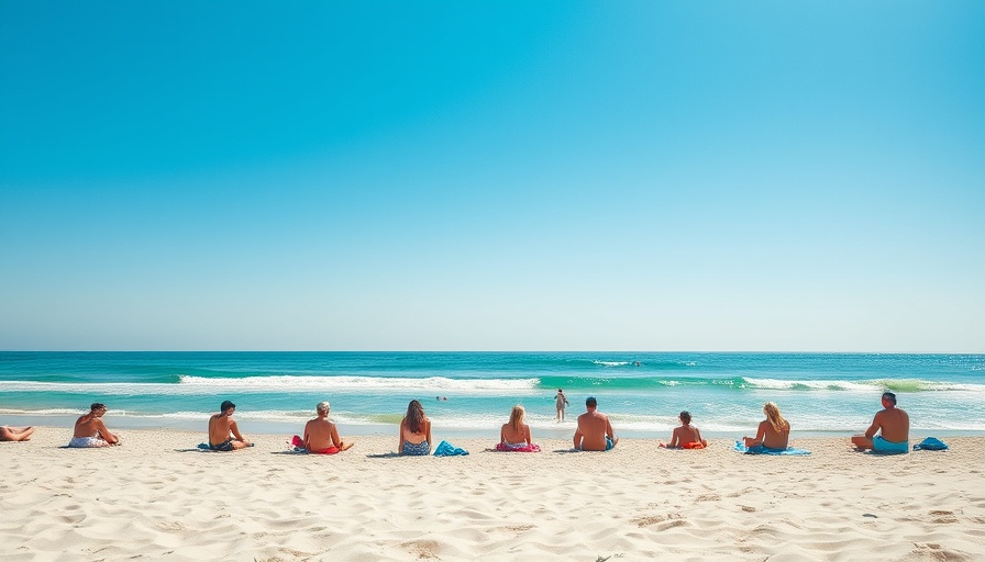 Visitors enjoying a sunny beach, illustrating fecal contamination risks.