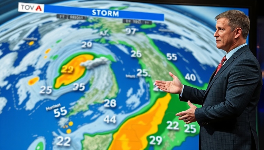 Florida news weather forecast, presenter highlights storm developments.