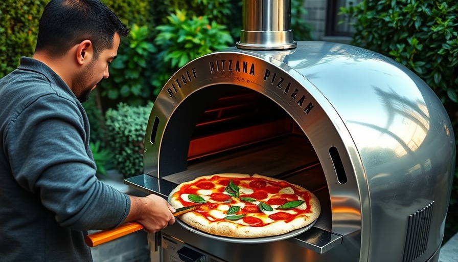 Outdoor pizza oven scene illustrating tariffs' consumer impact.
