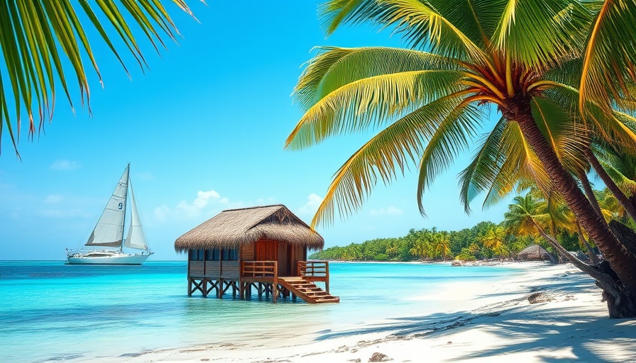 Tropical beach in Cozumel with palm trees and turquoise waters.