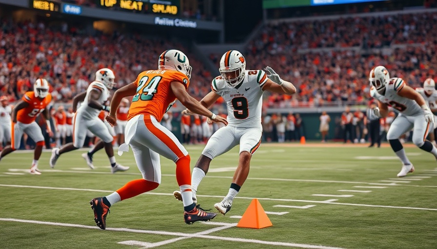 Miami vs Notre Dame football kick action during the game.