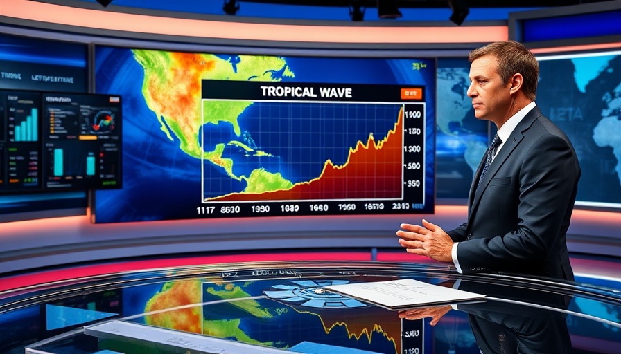 News anchor discussing tropical wave Atlantic chart on Fox 13.