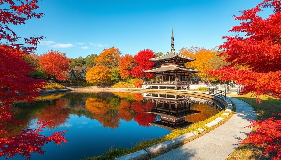 Stunning Views of Kyoto's Autumn with vibrant foliage and a pagoda.