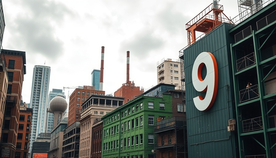 Urban scene with number 9 sign on building, spiritual meaning of angel number 999.