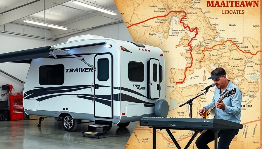 RV travel journey to Hershey with musician and map.