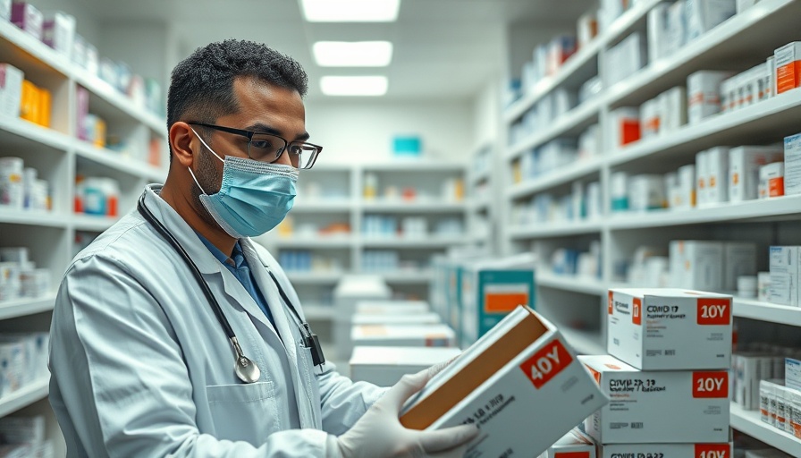 Pharmacy worker organizing COVID-19 vaccine shipments for access.