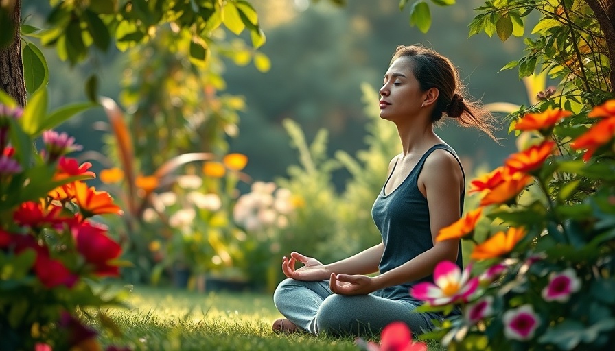 Person meditating peacefully in a lush garden, representing faith-based practices and mental health.