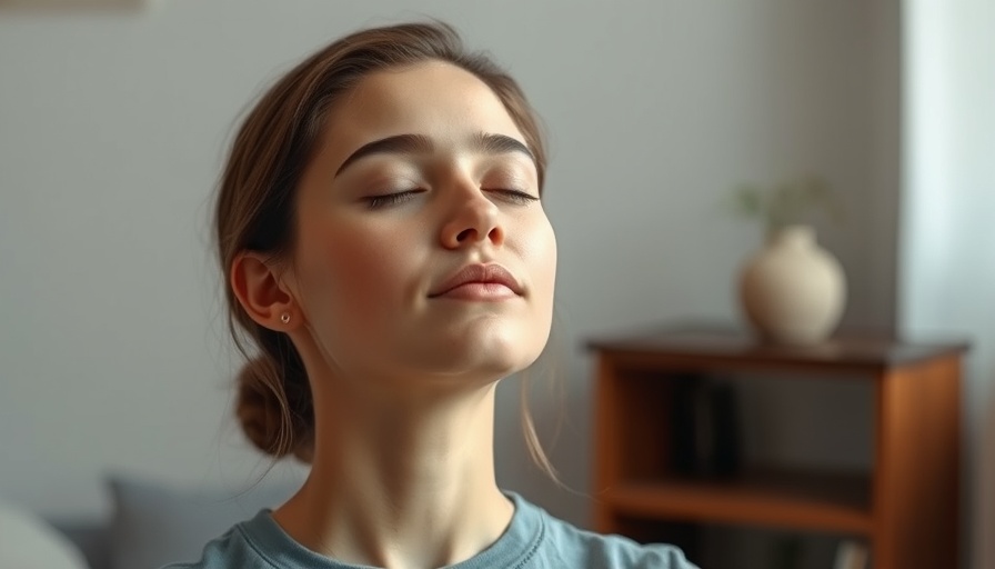 Calm young woman meditating indoors as part of a healthy morning routine.