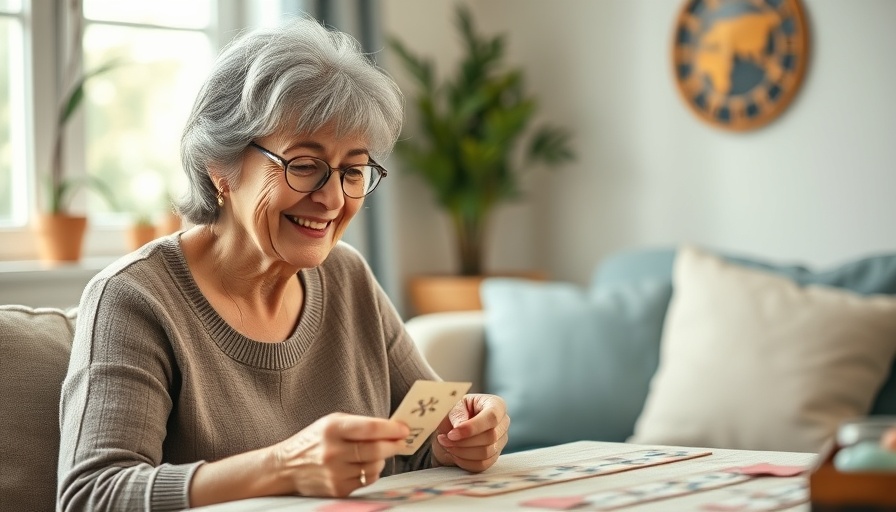 Cheerful woman playing a game for early Alzheimer’s detection.