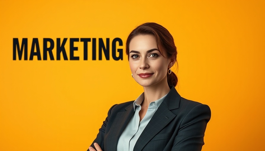 Professional woman in marketing with warm gradient background.