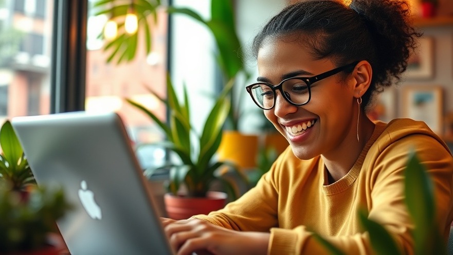 Joyful individual using laptops to explore link building strategies and local SEO services.