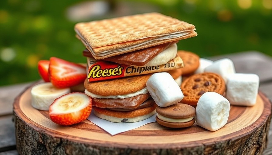 Savory S'mores Ideas: creative ingredient arrangement on a wooden board.