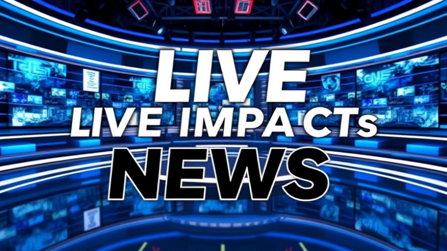 Modern news studio background with 'LIVE IMPACT NEWS' text overlay