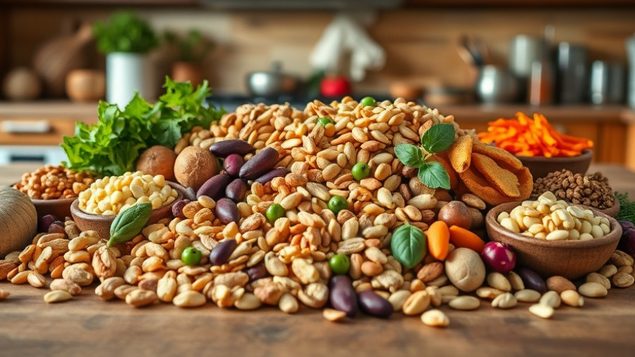 Assorted plant-based protein sources for bone health.