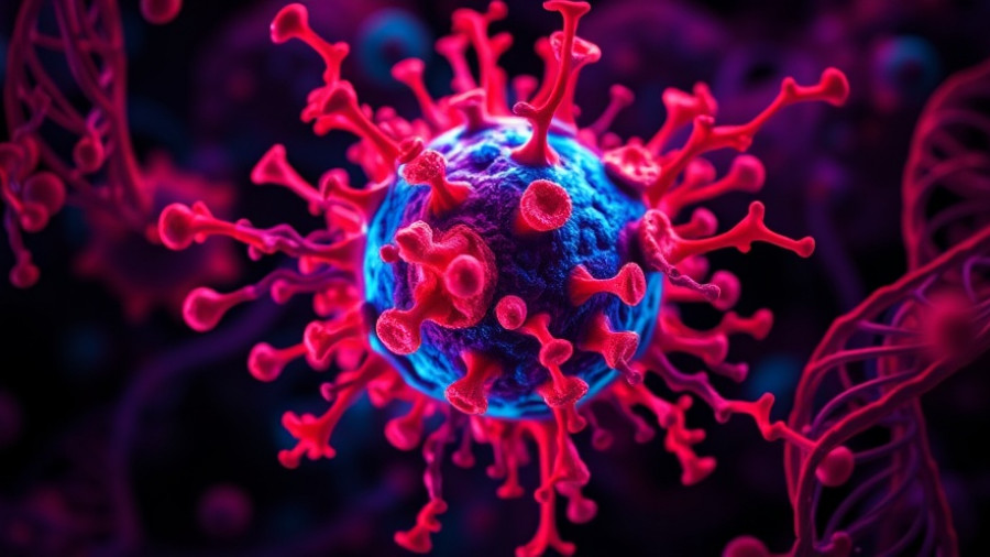 Artistic representation of cancer RNA power hubs with vibrant colors.