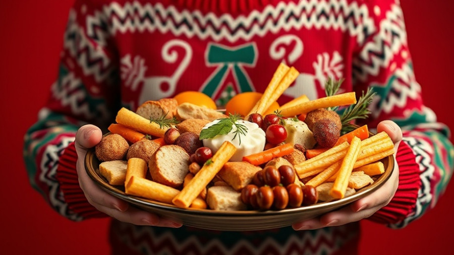 Holiday tips for healthy digestion: Festive sweater and food.