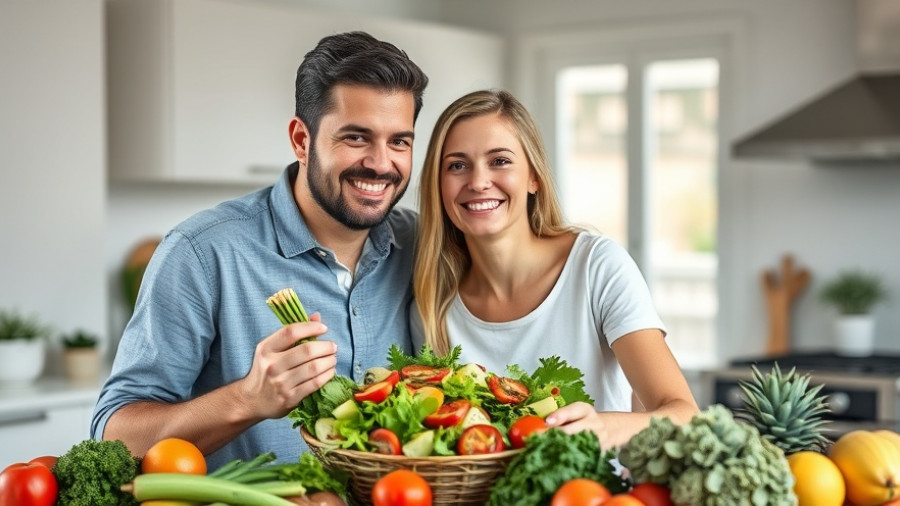 Happy couple enjoying healthy meal to break unhealthy eating cycle.
