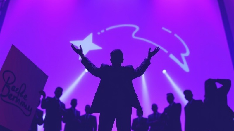 Leadership excellence showcased through a confident leader inspiring a diverse team.