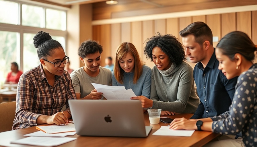 Diverse group collaborating in a nonprofit community center.