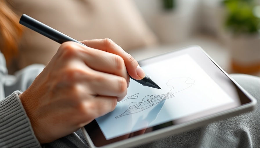 Person using Adobe Express on a tablet, creating nonprofit content.