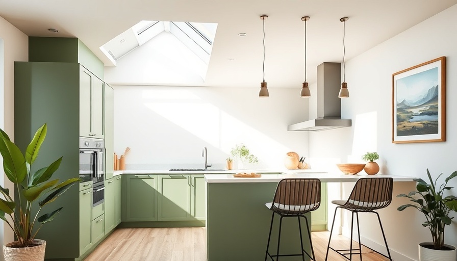 Modern kitchen design enhancing natural light through skylight.