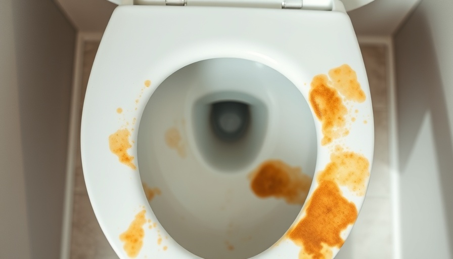 Toilet with hard water stains needing removal.