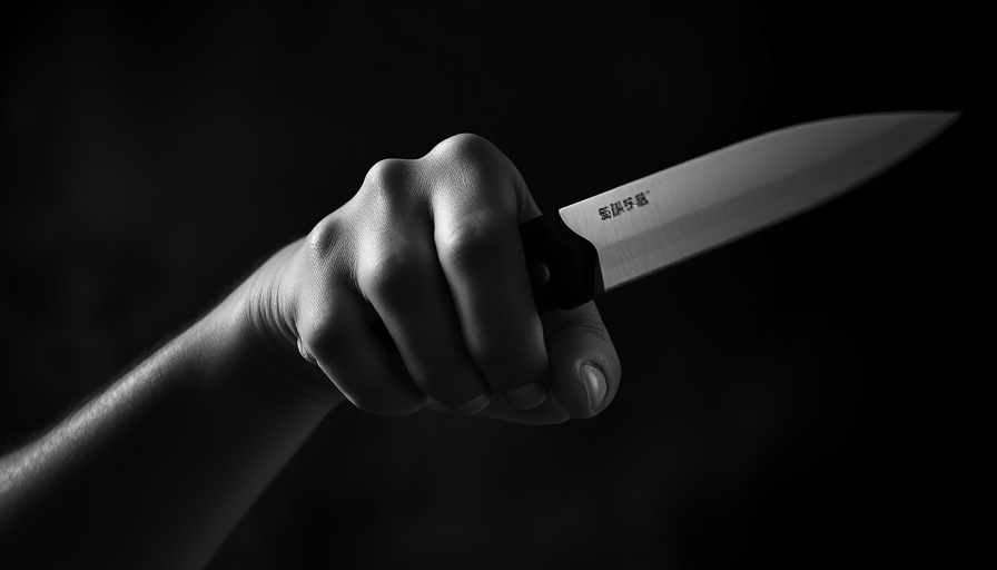 Anderson County stabbing news: Hand holding large kitchen knife.
