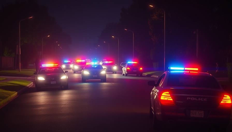 Greenville County pedestrian safety incident with police cars at night
