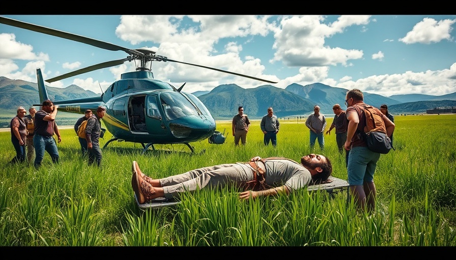 Helicopter aiding earthquake victims in eastern Afghanistan, patient on stretcher.