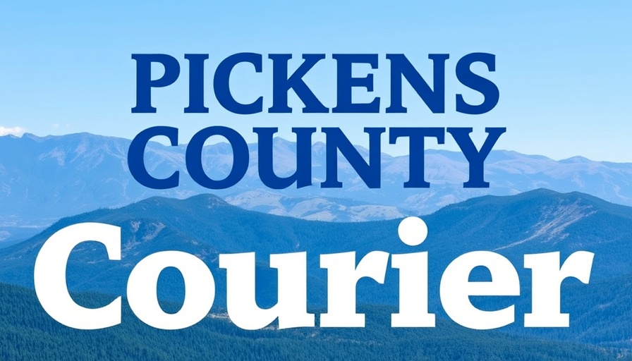 Pickens County Courier newspaper header, mountain background