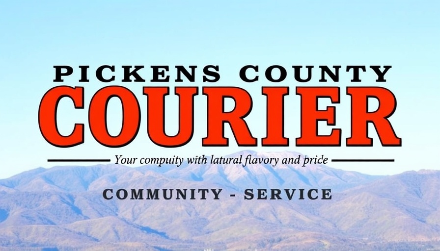 Pickens County Courier newspaper header with mountain scene