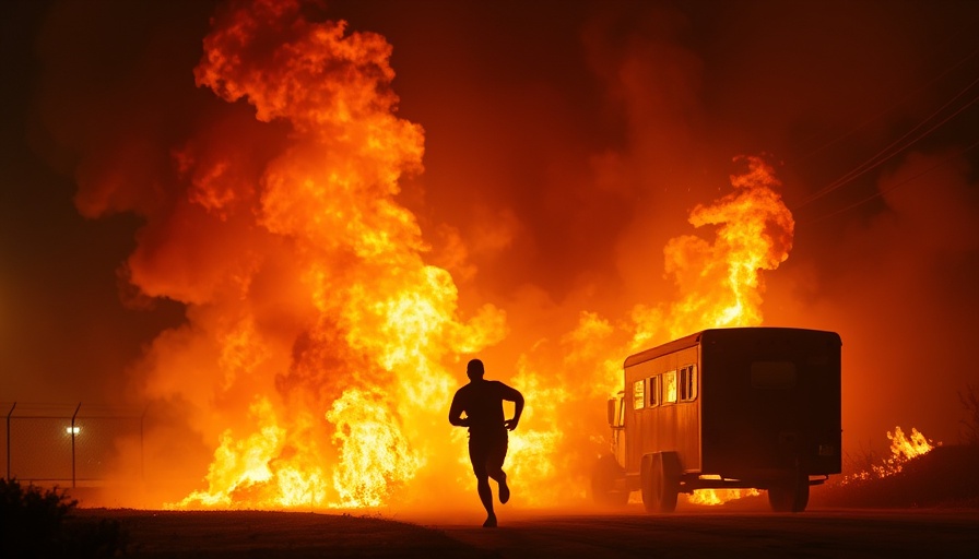 California wildfire impact showing intense flames and silhouette.