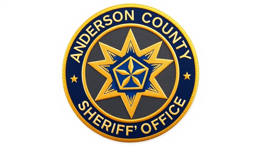 Anderson County Sheriff's badge, related to bank robbery hoax call