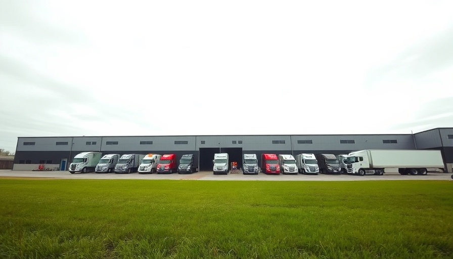 PL Developments warehouse, semi-trailers parked, Upstate company layoffs context.