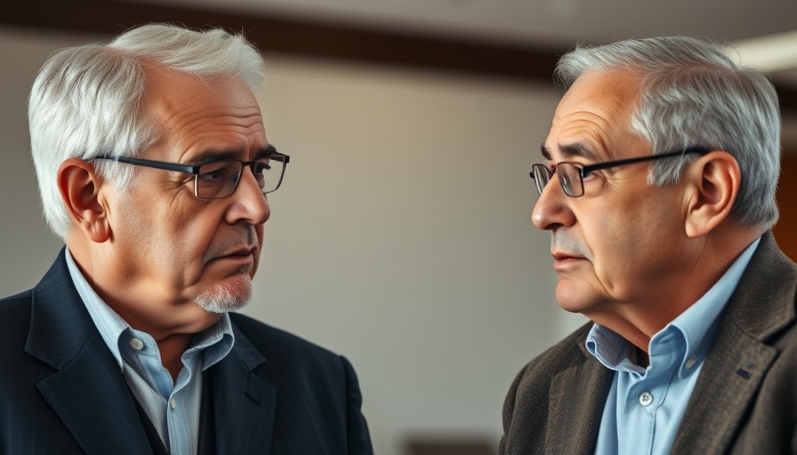 Two men engaged in intense vaccine debate discussion indoors.