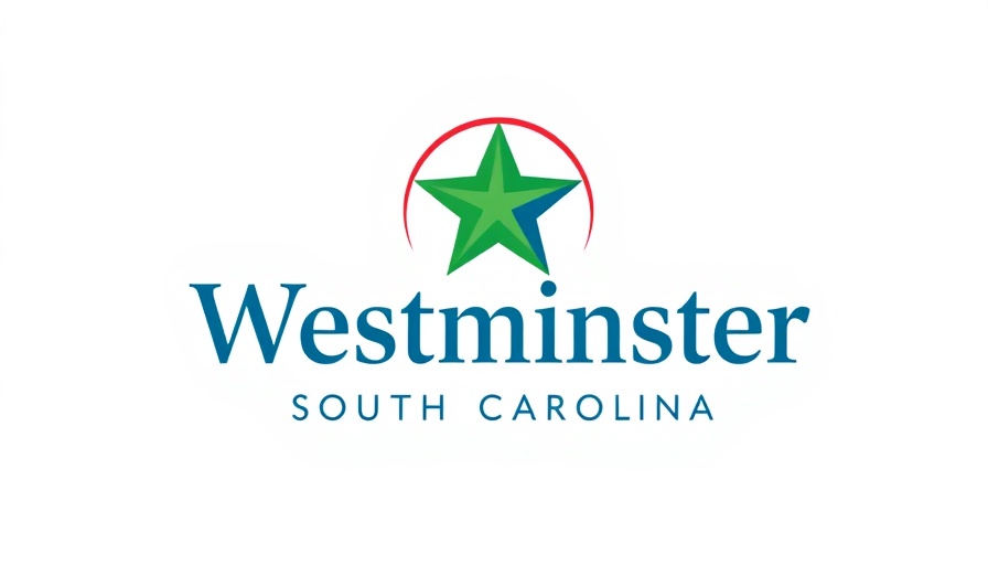 Westminster South Carolina logo with green star and red circle.