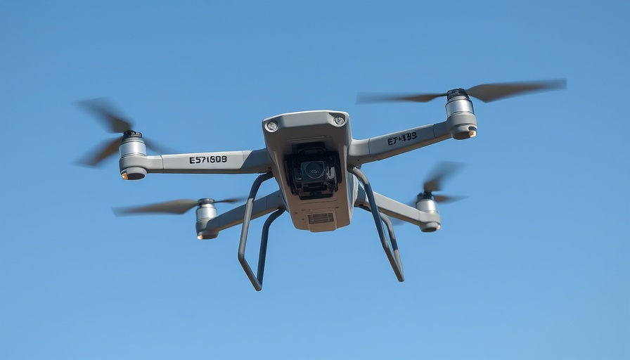 High-tech drone used in law enforcement surveillance against a clear sky.