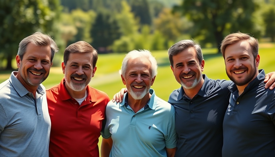 Group of men on a golf course for Don Adler's birthday wish.