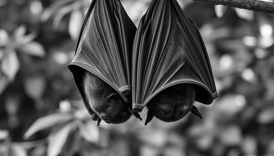 Black and white image of bats in a tree, related to pets exposed to rabid bat.